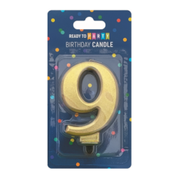 Свещ  цифра 9 злато 8см 