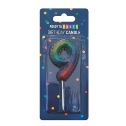 Свещ за рожден ден-9 -дъга-6см-1бр