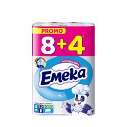 Кухненска хартия Emeka бяла 3пл./8+4бр