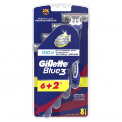 Самобръсначка Gillette blue 3, 6+2 бр. 