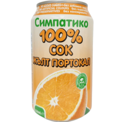 Simpatico 100% жълт портокал 330мл