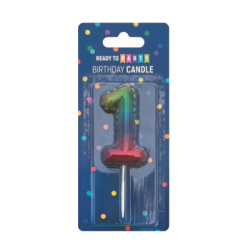 Свещ за рожден ден-1 -дъга-6см-1бр