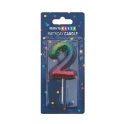 Свещ за рожден ден-2 -дъга-6см-1бр