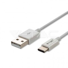 Тип C USB Кабел Бял Серия "Silver" 1 метър