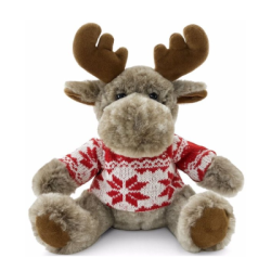 Плюшен елен с коледен пуловер 24 см 
