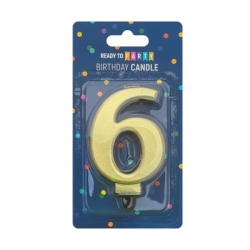 Свещ  цифра 6 злато 8см 