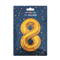 Фолиев балон цифра 8 злато 85см