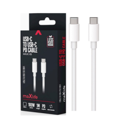 Кабел maxlife usb-c - usb-c 1м 100w бял